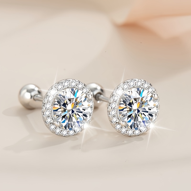LOVESSOM 925 Sterling Silver Moissanite Stud Earrings, Gift for Her